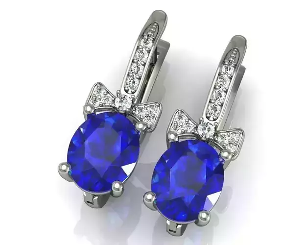 bows earrings with sapphire and diamonds