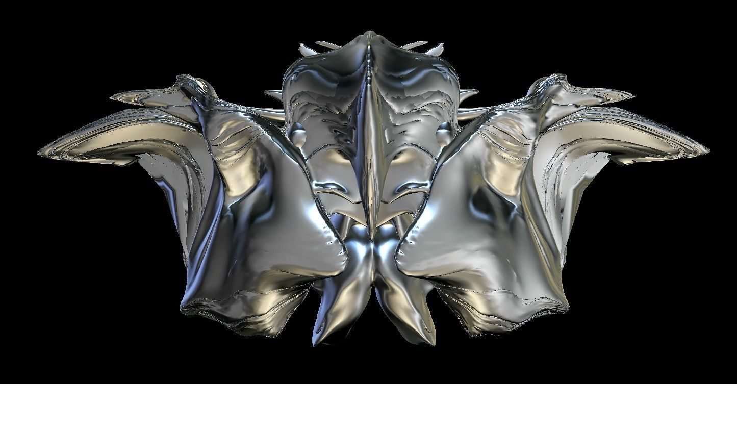 Anubis silver bat with wings 3D model_1