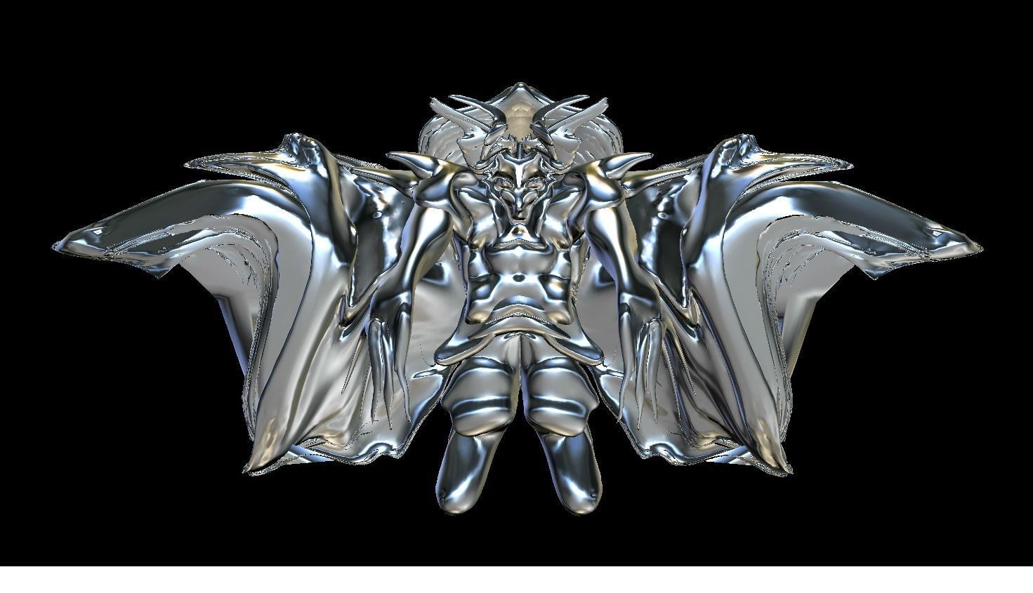 Anubis silver bat with wings 3D model_0