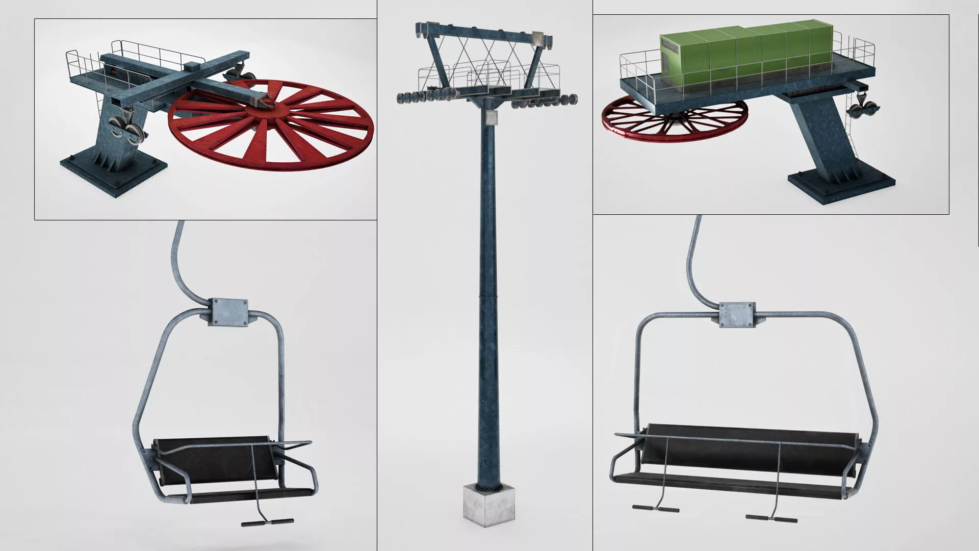 Ski lift mountain winter pack 3D model