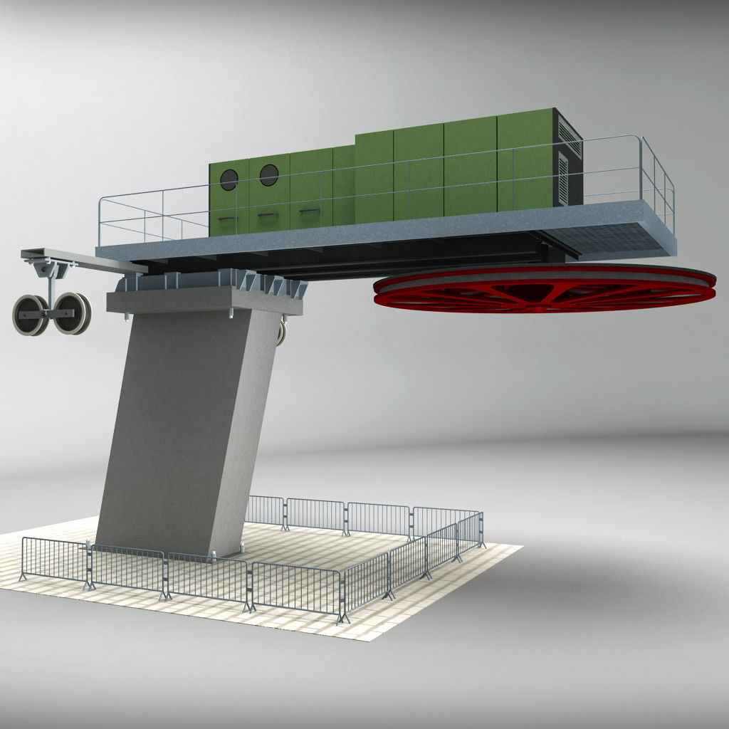 Ski lift mountain winter pack 3D model_2