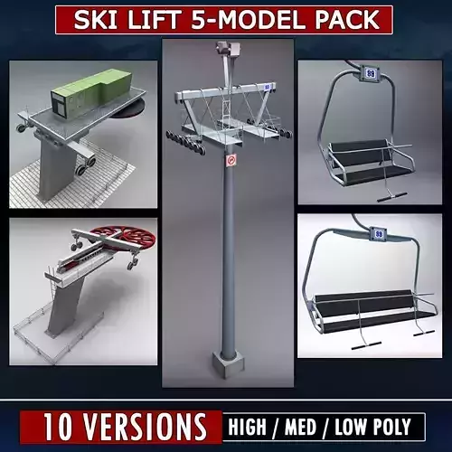 Ski lift mountain winter pack 3D model