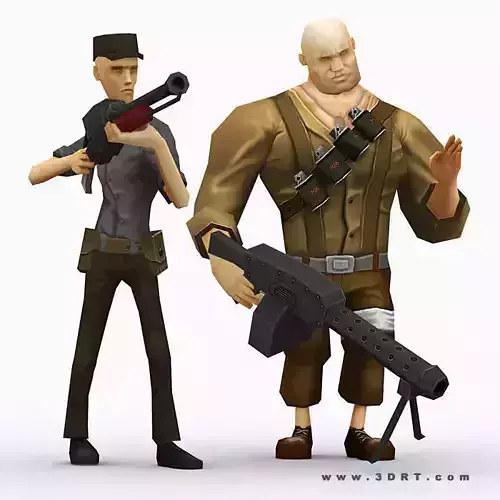 Brutal army squad pack Low-poly 3D model