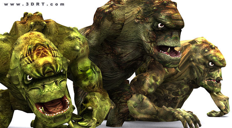 Monster trolls Low-poly 3D model_4