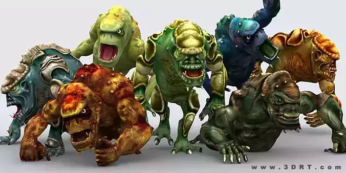 Monster trolls Low-poly 3D model