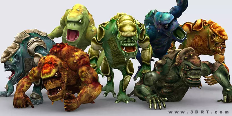 Monster trolls Low-poly 3D model_0