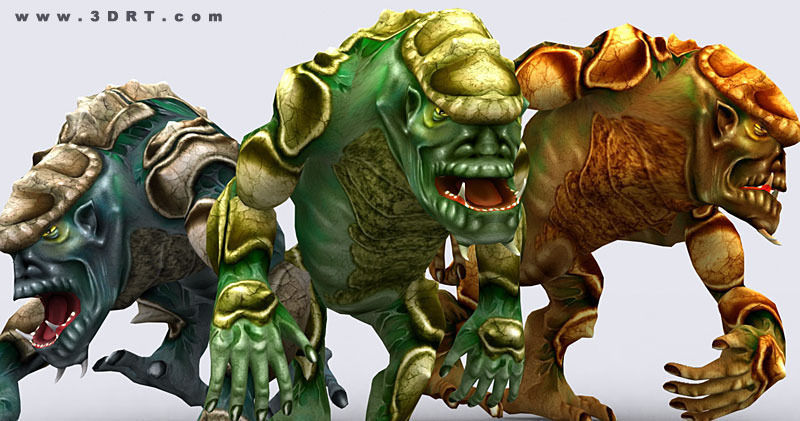 Monster trolls Low-poly 3D model_3