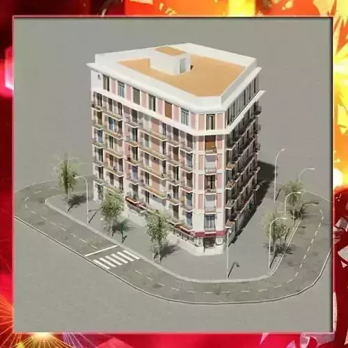Building apartment in city 3D model