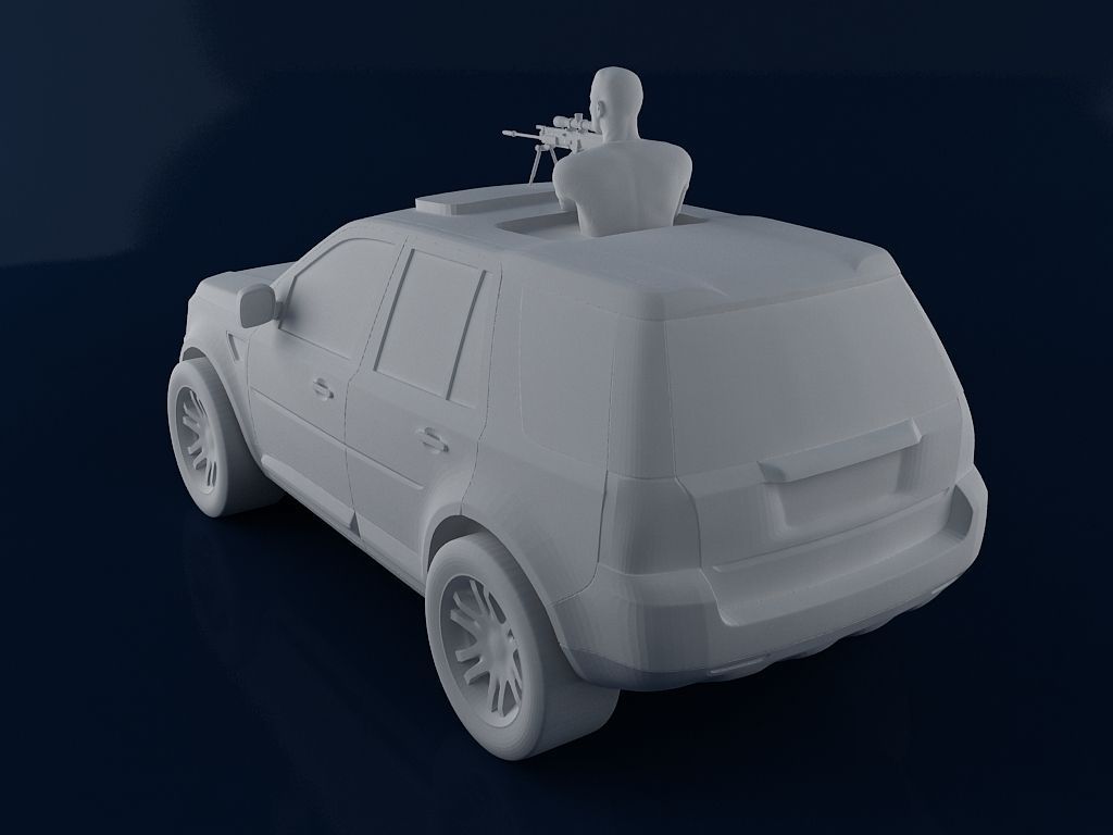Man with MK16 Sniper in Car 3D print model_5