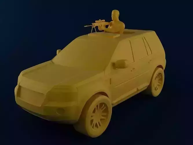Man with MK16 Sniper in Car 3D print model