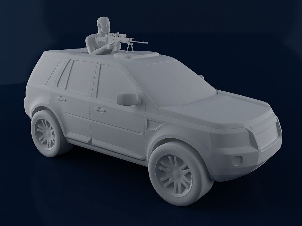 Man with MK16 Sniper in Car 3D print model_2