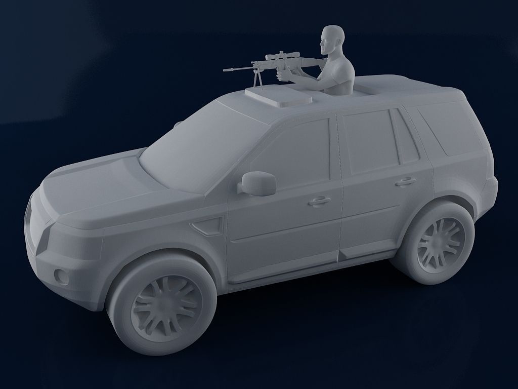 Man with MK16 Sniper in Car 3D print model_4