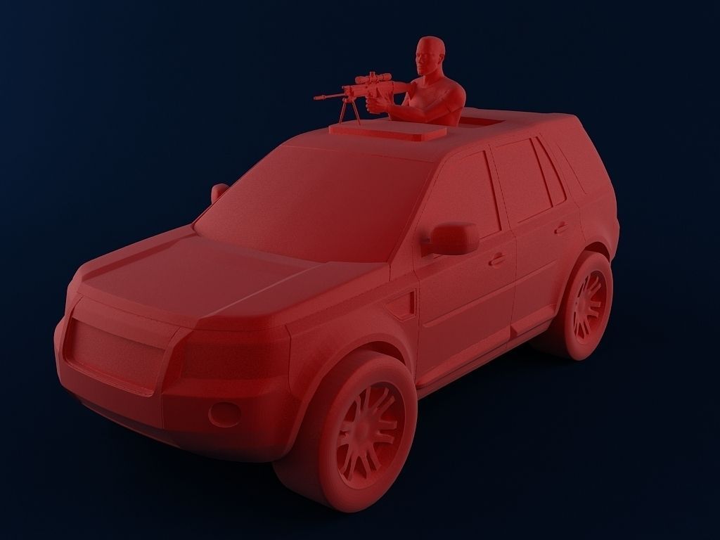 Man with MK16 Sniper in Car 3D print model_1