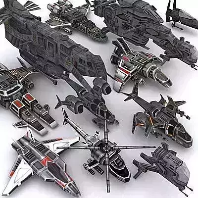 Sci-Fi Airspace pack Low-poly 3D model