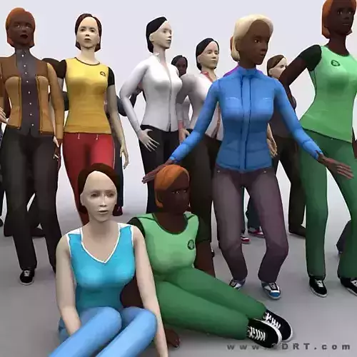 Realpeople females pack Low-poly 3D model