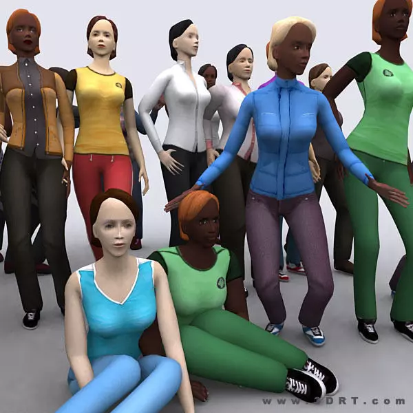 Realpeople females pack Low-poly 3D model_0