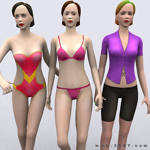 Realpeople females pack Low-poly 3D model_16