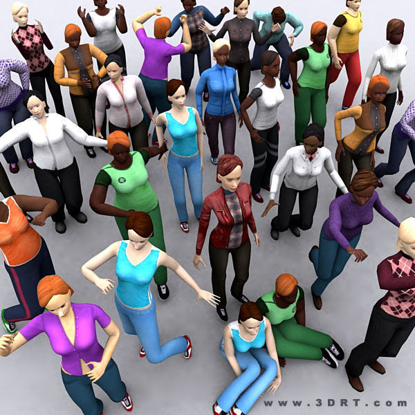 Realpeople females pack Low-poly 3D model_4