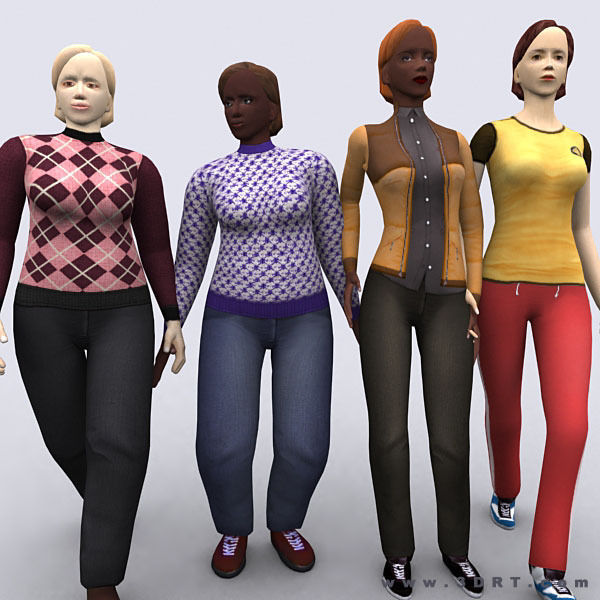 Realpeople females pack Low-poly 3D model_1