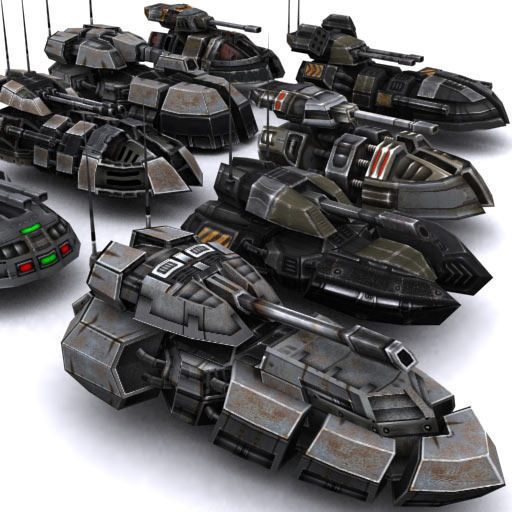 Sci-Fi hover tanks Low-poly 3D model_4
