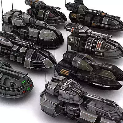 Sci-Fi hover tanks Low-poly 3D model