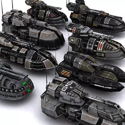 Sci-Fi hover tanks Low-poly 3D model_0