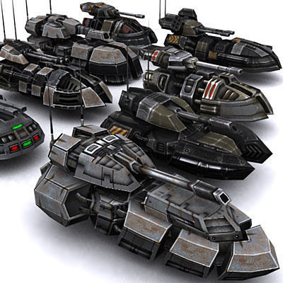 Sci-Fi hover tanks Low-poly 3D model_3
