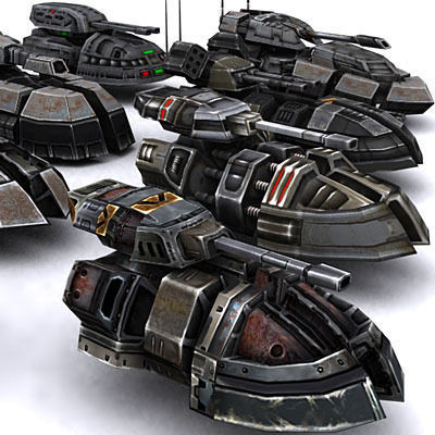 Sci-Fi hover tanks Low-poly 3D model_2