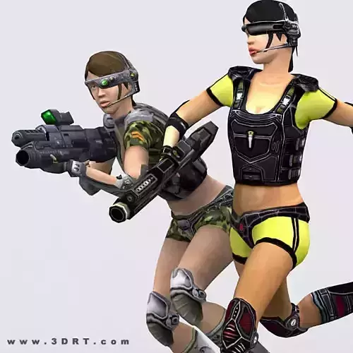 Hitomi Elite troopers females Low-poly 3D model