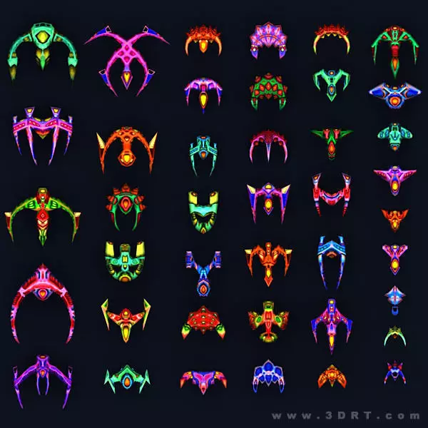 3DRT - Aliens fleet xtreme Low-poly 3D model