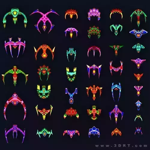 3DRT - Aliens fleet xtreme Low-poly 3D model