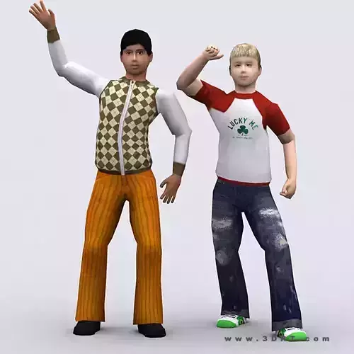 Realpeople kids boys Low-poly 3D model