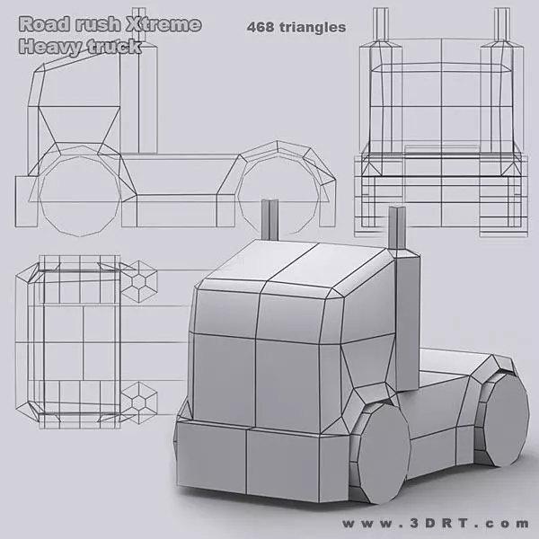 Road rush heavy trucks Low-poly 3D model