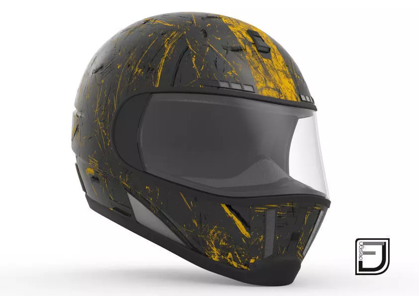 Black Grunge Helmet 04 3D model_0