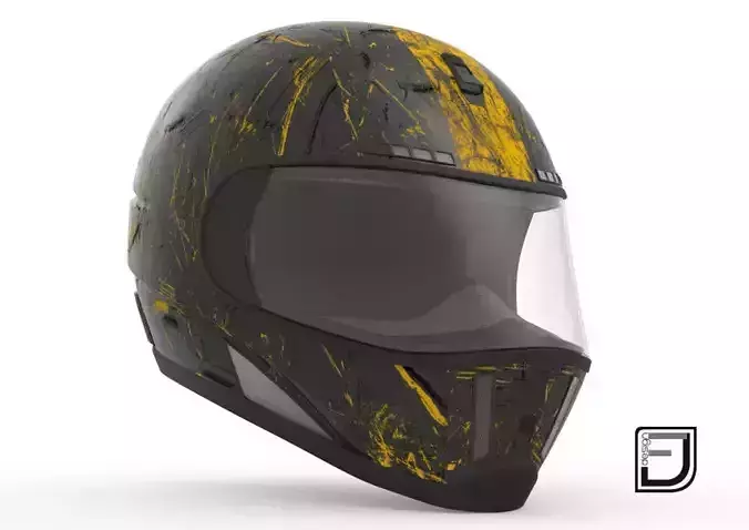 Black Grunge Helmet 04 3D model