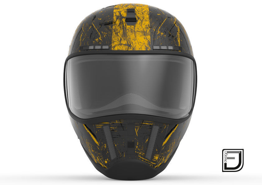 Black Grunge Helmet 04 3D model_3