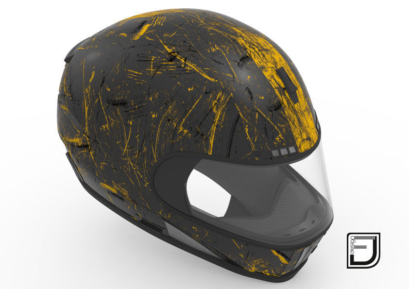 Black Grunge Helmet 04 3D model_2