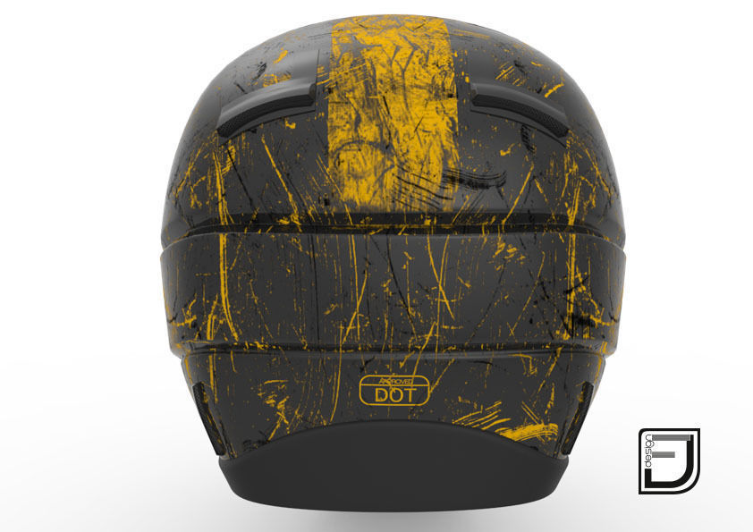 Black Grunge Helmet 04 3D model_6