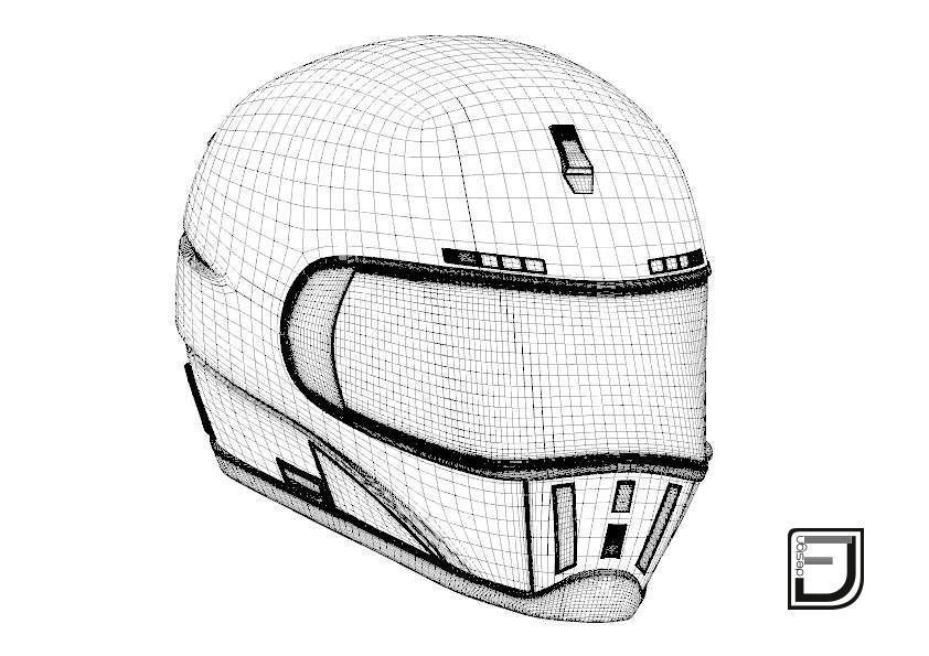 Black Grunge Helmet 04 3D model_10