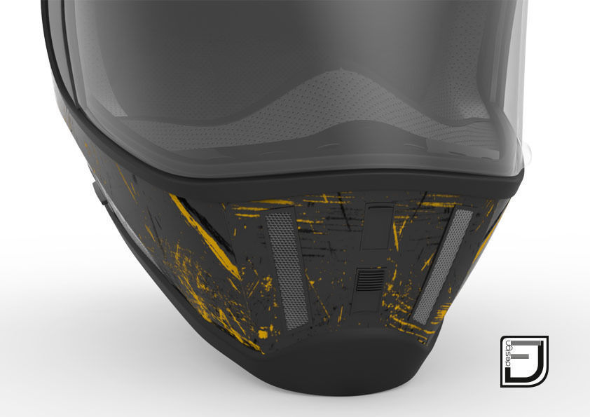 Black Grunge Helmet 04 3D model_8