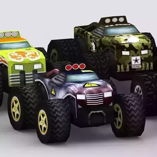 Road rush monster trucks Low-poly 3D model