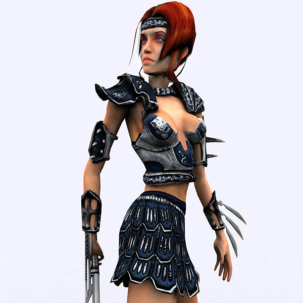 Fantasy amazon Low-poly 3D model_8