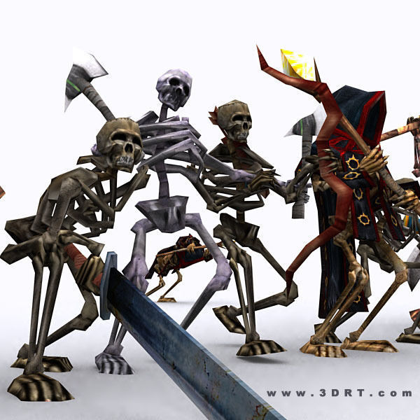 Skeletons swarm pack Low-poly 3D model_6
