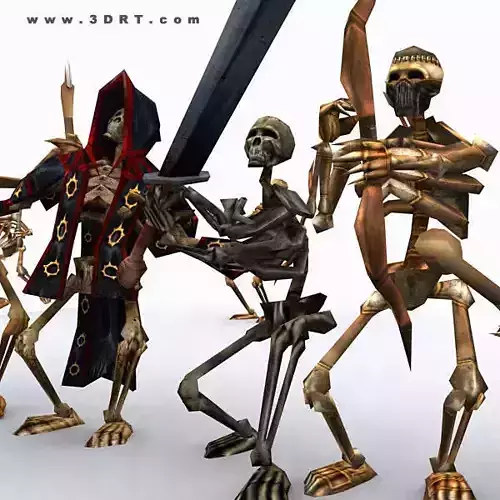 Skeletons swarm pack Low-poly 3D model