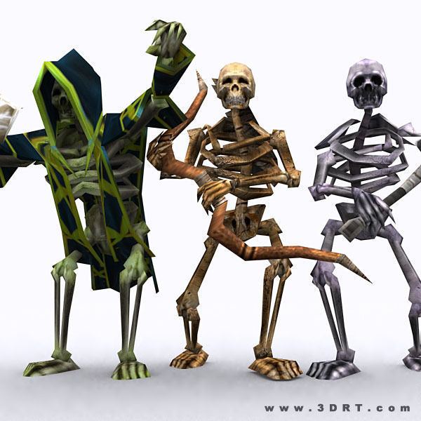Skeletons swarm pack Low-poly 3D model_10