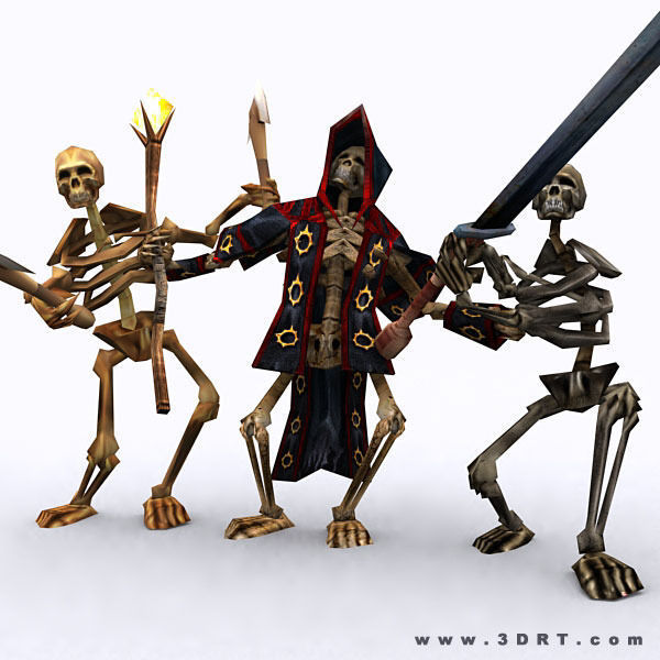 Skeletons swarm pack Low-poly 3D model_12