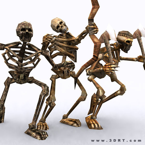 Skeletons swarm pack Low-poly 3D model_8