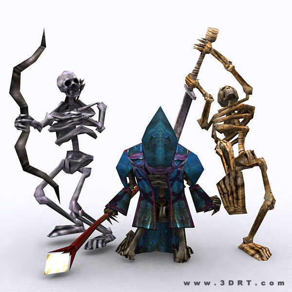 Skeletons swarm pack Low-poly 3D model_13
