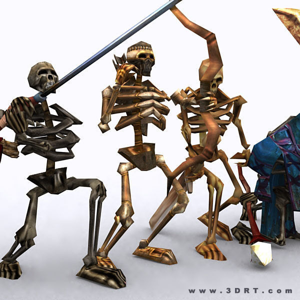 Skeletons swarm pack Low-poly 3D model_9