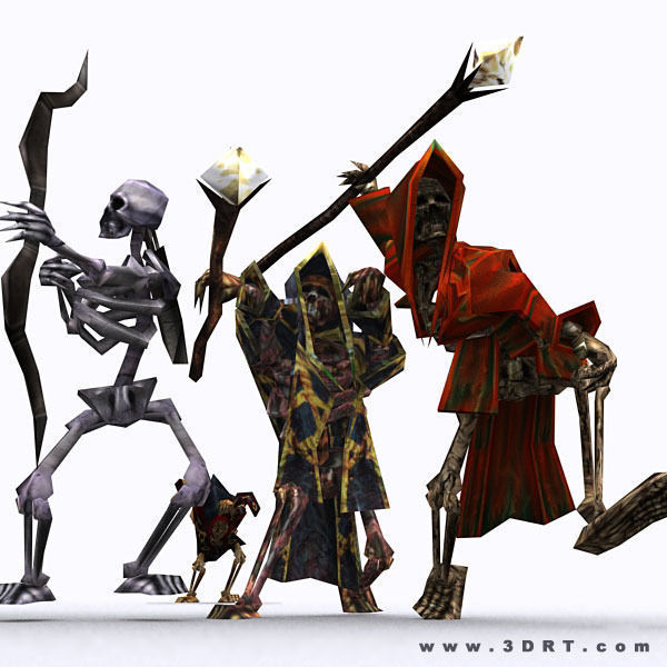 Skeletons swarm pack Low-poly 3D model_11